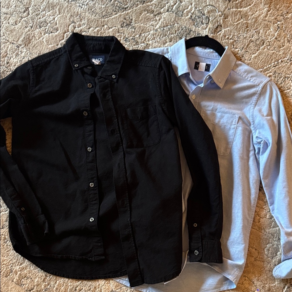 Children’s Place Black and Light Blue Boys Button Down Shirts